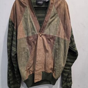 Savoy Green and Brown Men's Patchwork Jacket